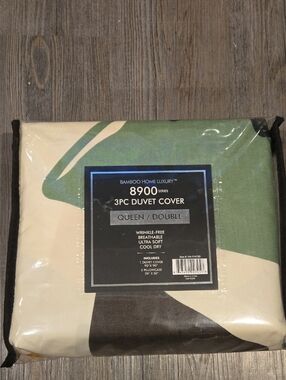 Bamboo Home Luxury 8900 3PC Duvet Cover - Green, Cream, Black